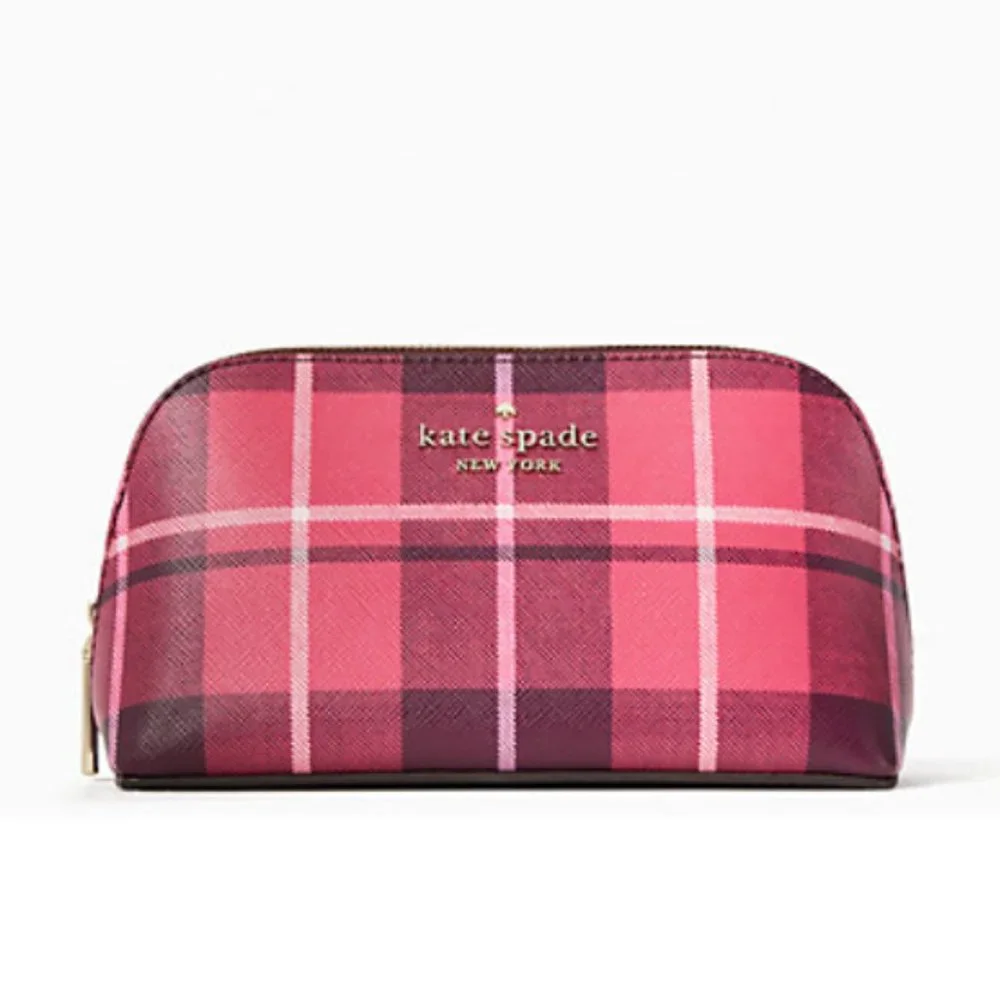NWT KATE SPADE STACI PLAID SMALL COSMETIC CASE